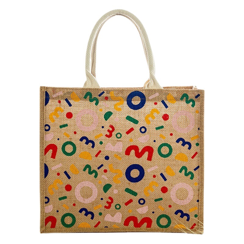 Original Jute Handbag Environmentally Friendly Shopping ins Style Lunch Box Jute Bag Student Hand Carrying Book Bag