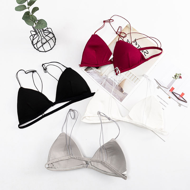 Picture of French Front Buckle Triangle Pure Cotton Tube Top Girl's Sexy Sports Small Sling Bra Beautiful Vest for Women