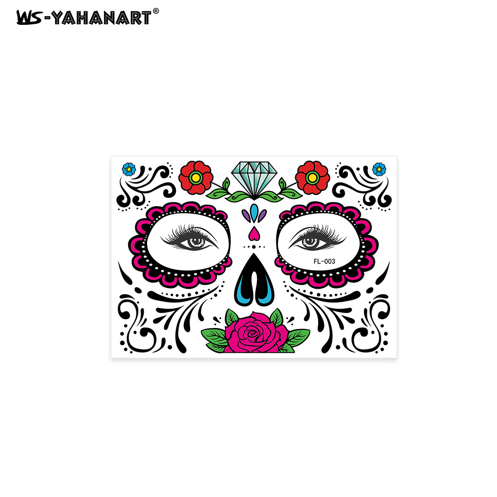 Picture of 2023 Cross-border New Halloween Funny Face Tattoo Sticker Masquerade Dead Dead Face Tattoo Sticker