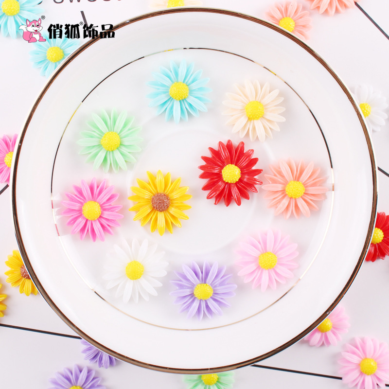 Picture of Cross-Border Resin Sunflower DIY Cream Mobile Phone Case Accessories Kidsren's Hair Accessories Daisy Flower Decoration Materials