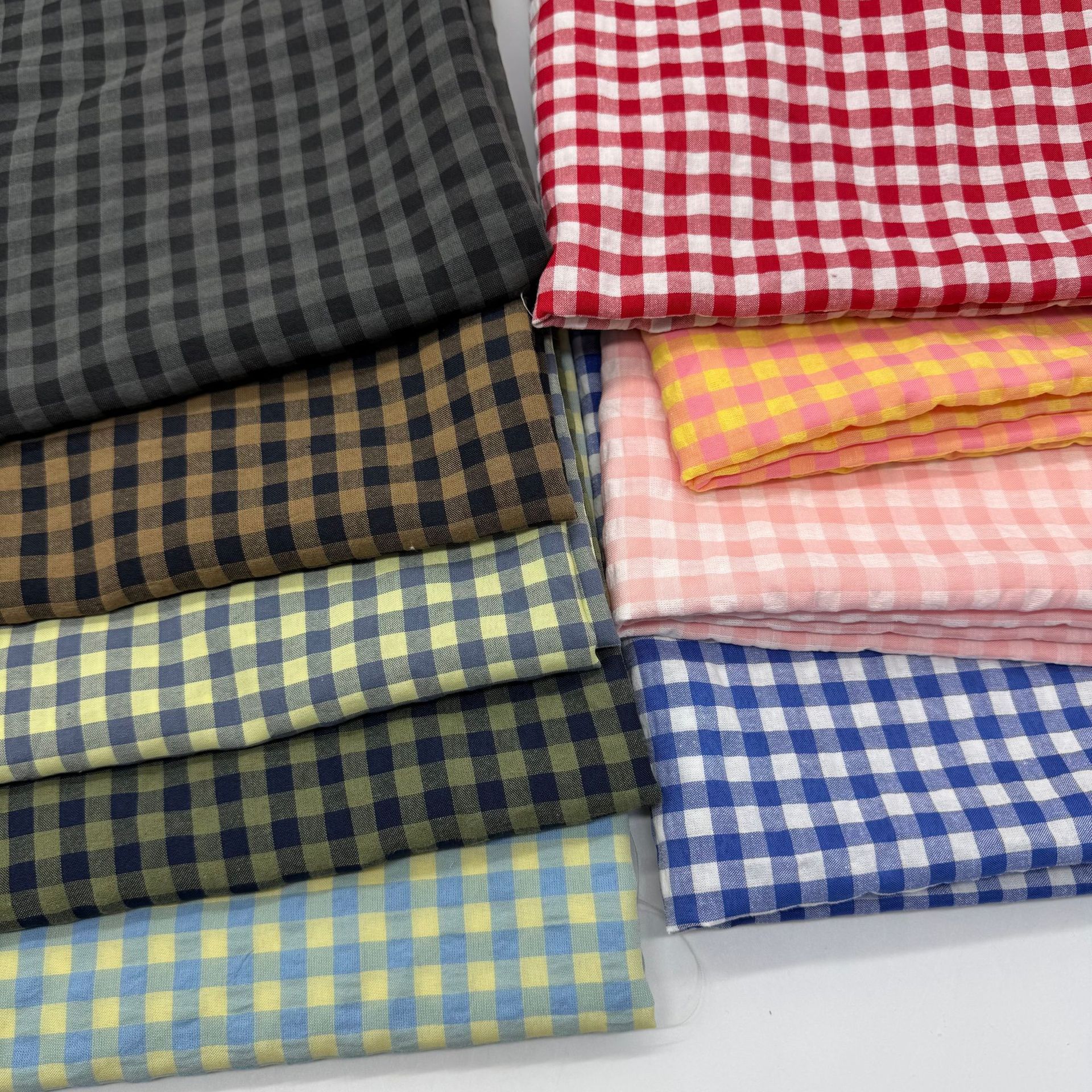 Small Chaoyang Plaid Polyester Cotton Yarn-dyed Fabric Candy Color Plaid Spring and Summer Shirt dress Hair Accessories Plaid Fabric