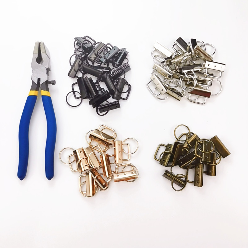 50 32mm metal 4-color tail clip with key ring webbing keychain accessories for cross-border supply Amazon