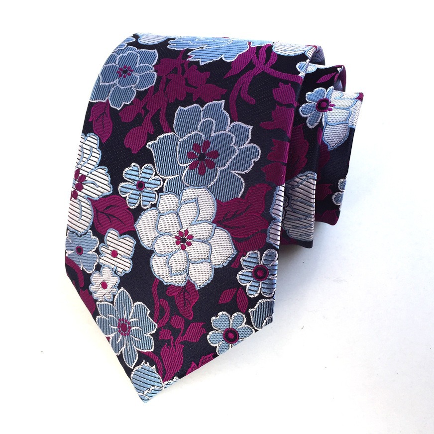 Picture of Source manufacturers polyester jacquard material men's tie big flower spike fashion tie in stock wholesale