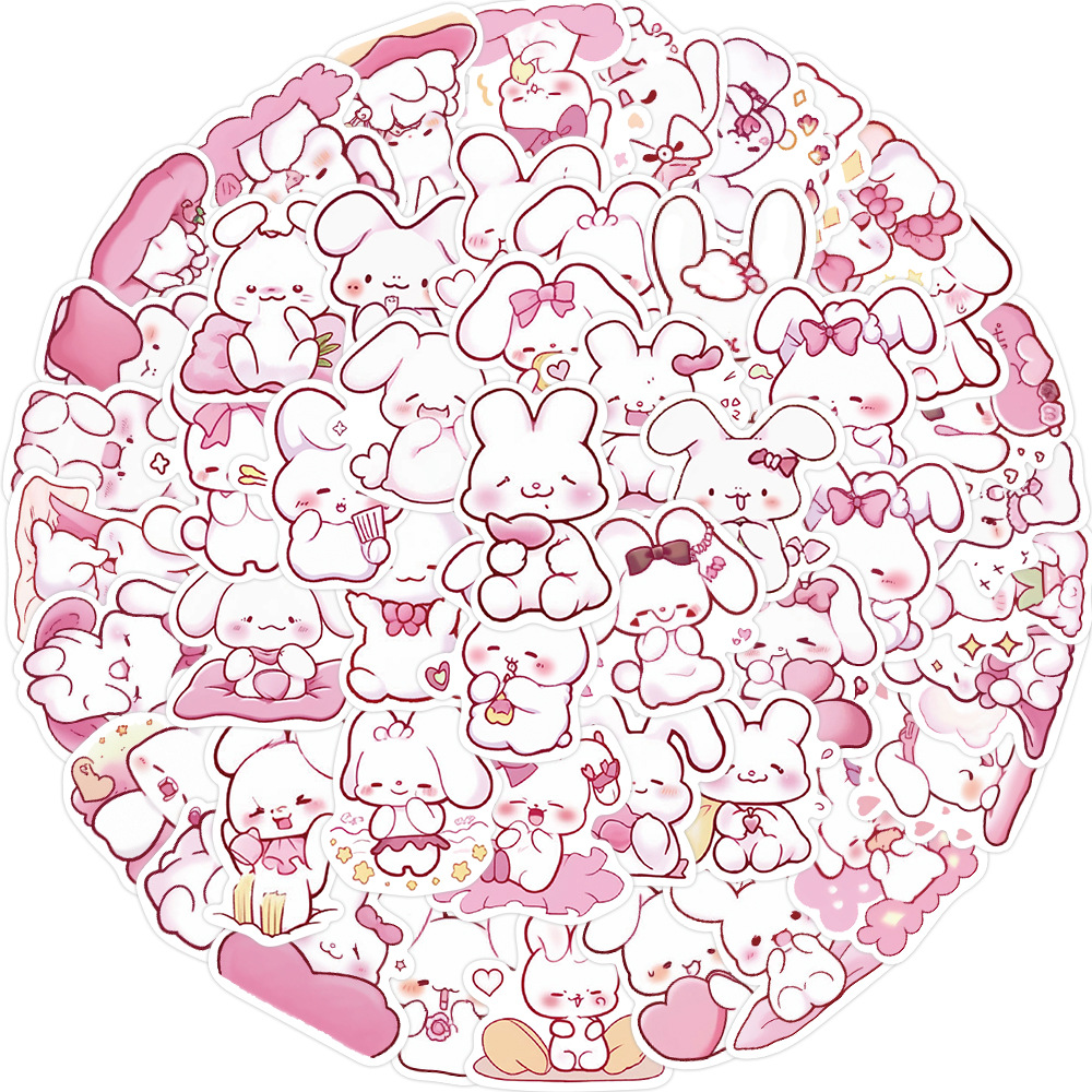 Picture of 50 cartoon Pink Rabbit graffiti stickers decorative guitar notebook luggage DIY waterproof cross-border wholesale