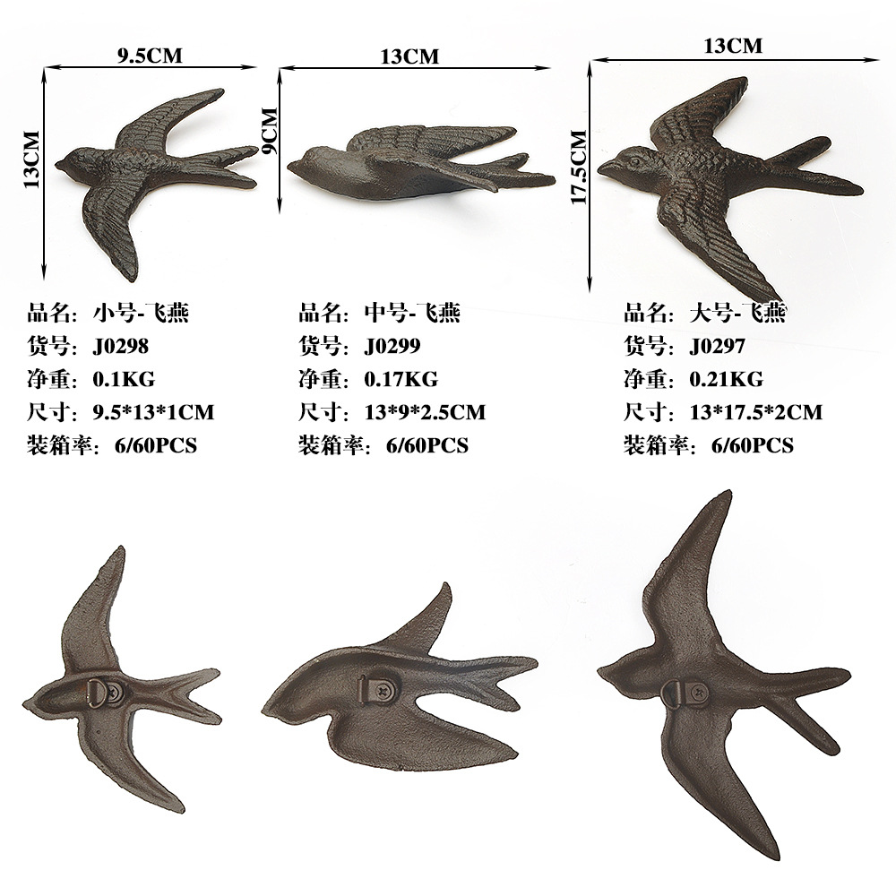 Picture of Cast Iron Flying Swallow Creative Retro Wall Decorations Swallow Personality Home Decorations Hallway Courtyard Garden Courtyard Crafts