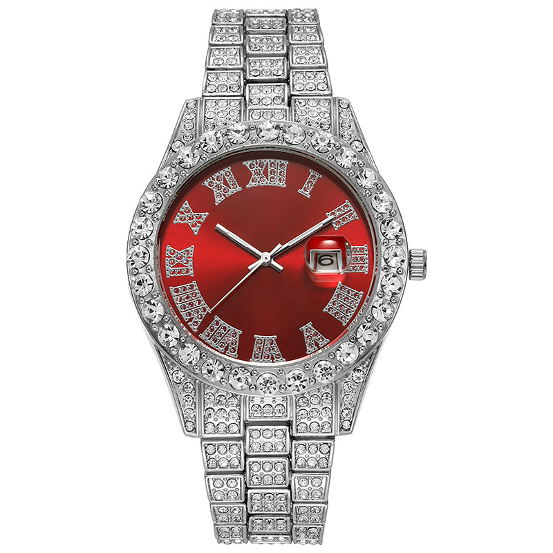 Picture of Hiphop Watch European and American Explosions Men's Steel Band Hip Hop Roman Graduated Diamond Set Calendar Men's Quartz Watch