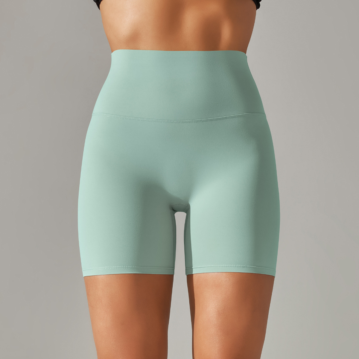 Picture of Spring and Summer New Solid Color Yoga Shorts Double-Sided Brushed Tight-Fitting High-Waist Elastic Sports Fitness Three-Point Yoga Pants for Women