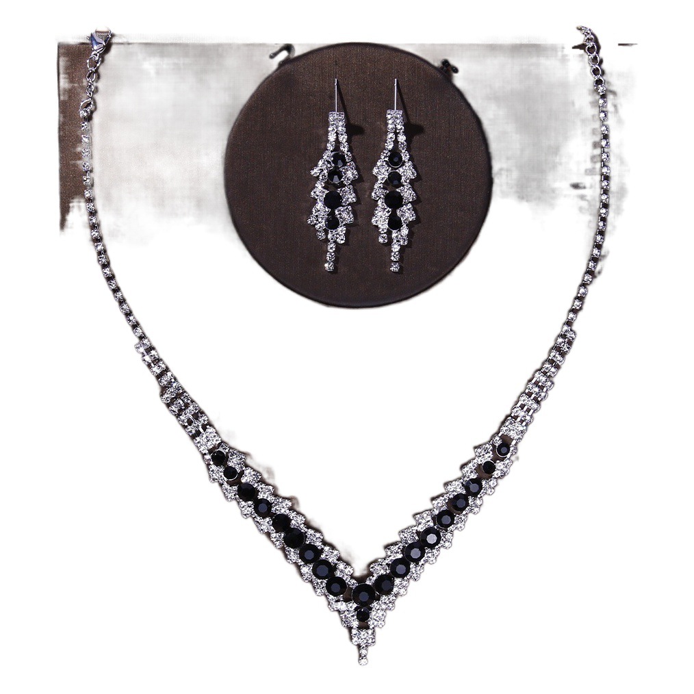 Foreign Trade Hot-Selling Colorful Jewelry Set Dress Accessories Fashion Simple Crystal Necklace Set Jewelry Set