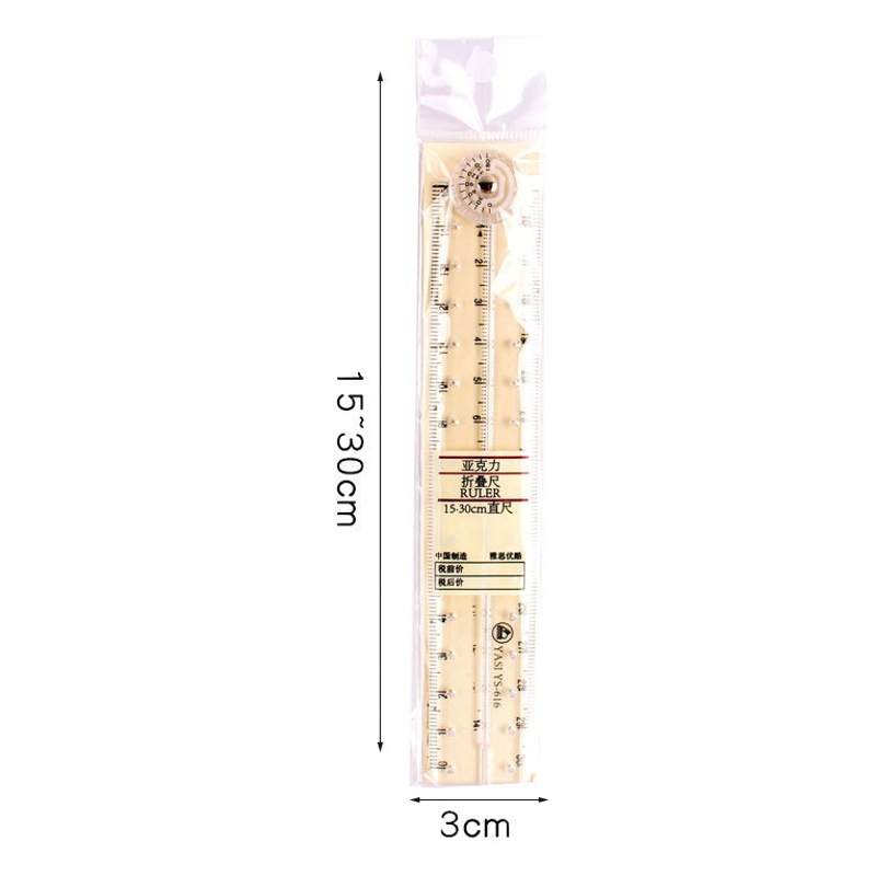 Amazon Creative Acrylic Transparent Foldableing Ruler Simple Scale Plastic Ruler Student Drawing Ruler