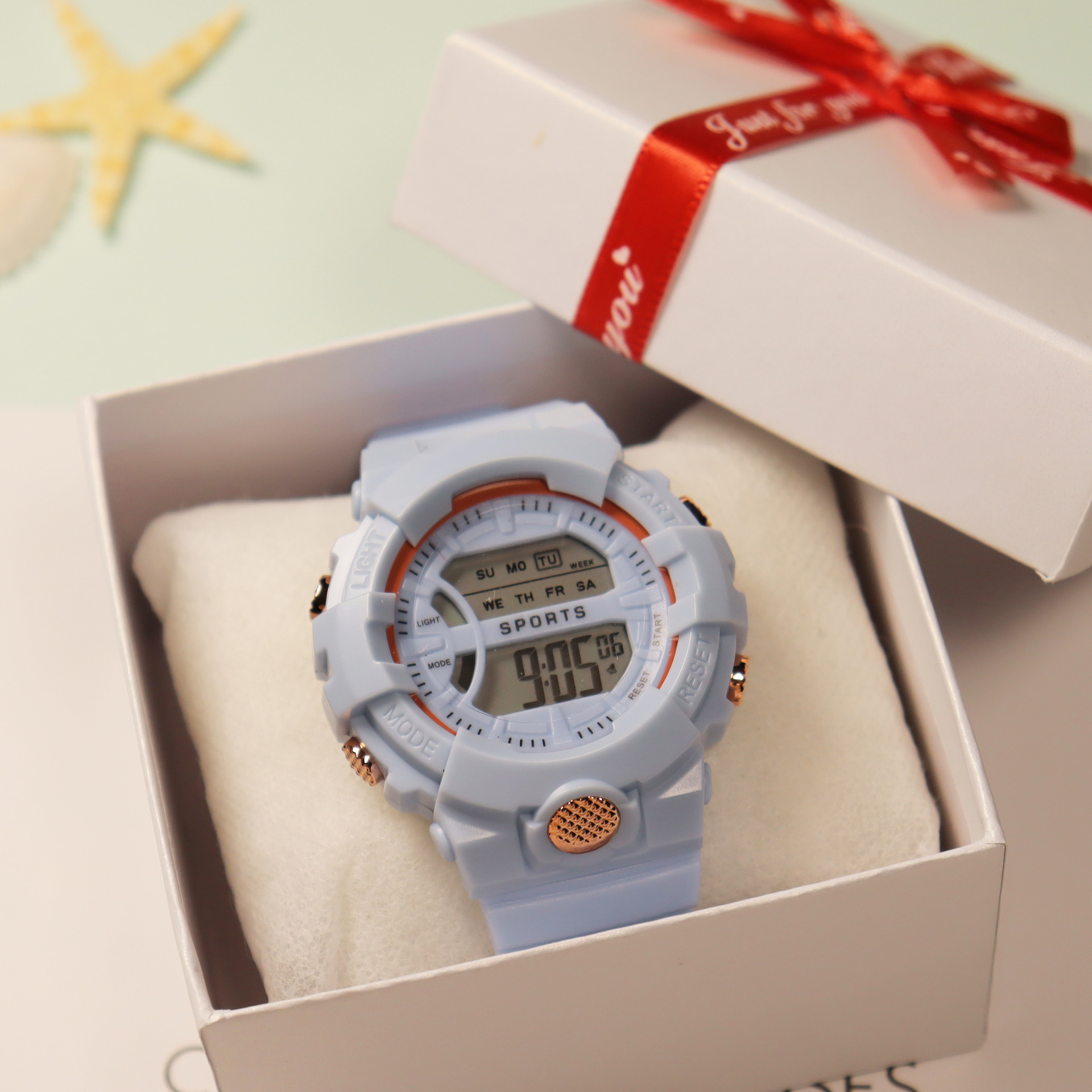 Factory wholesale children's electronic watch youth couple fashion sports multi-menu Internet celebrity Matcha green electronic watch