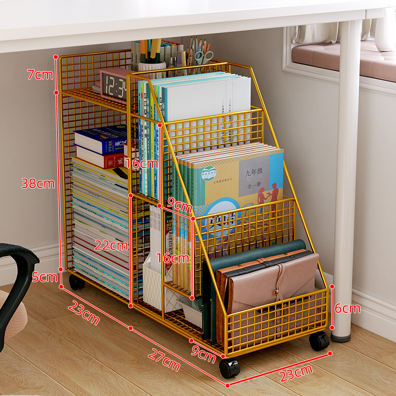 Picture of Balcony bay window bookshelves, small bookcases, children's picture book racks, space using desk side shelves to move pulleys on the floor