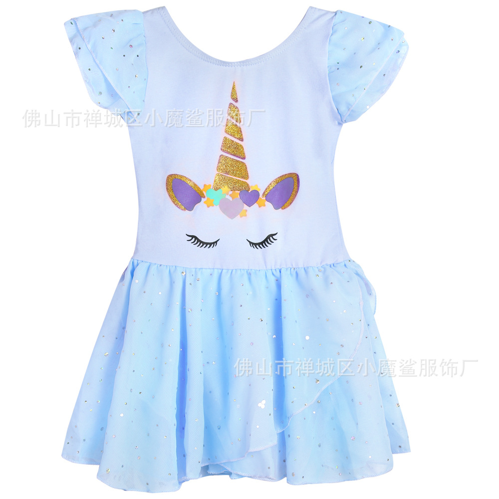 Picture of Girl's Dance Dress Amazon Hot Selling European and American Foreign Trade Children's Practice Clothing Unicorn Pure Cotton Ballet Clothing
