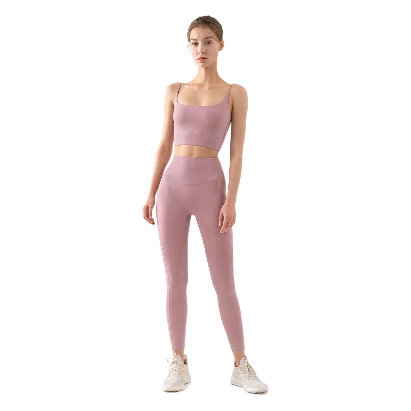 Retro Square Collar Fitness Bra, Seamless Breathable Yoga Top, Spaghetti Straps, Beautiful Back Sports Vest with Chest Pad for Outer Wear