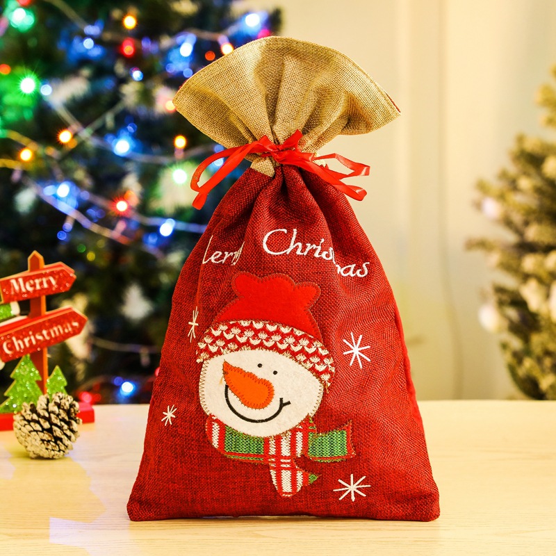 Picture of Christmas Gift Bag Apple Bag Large Bezel Drawstring Gift Bag Christmas Decoration Accessories Props Scene Layout