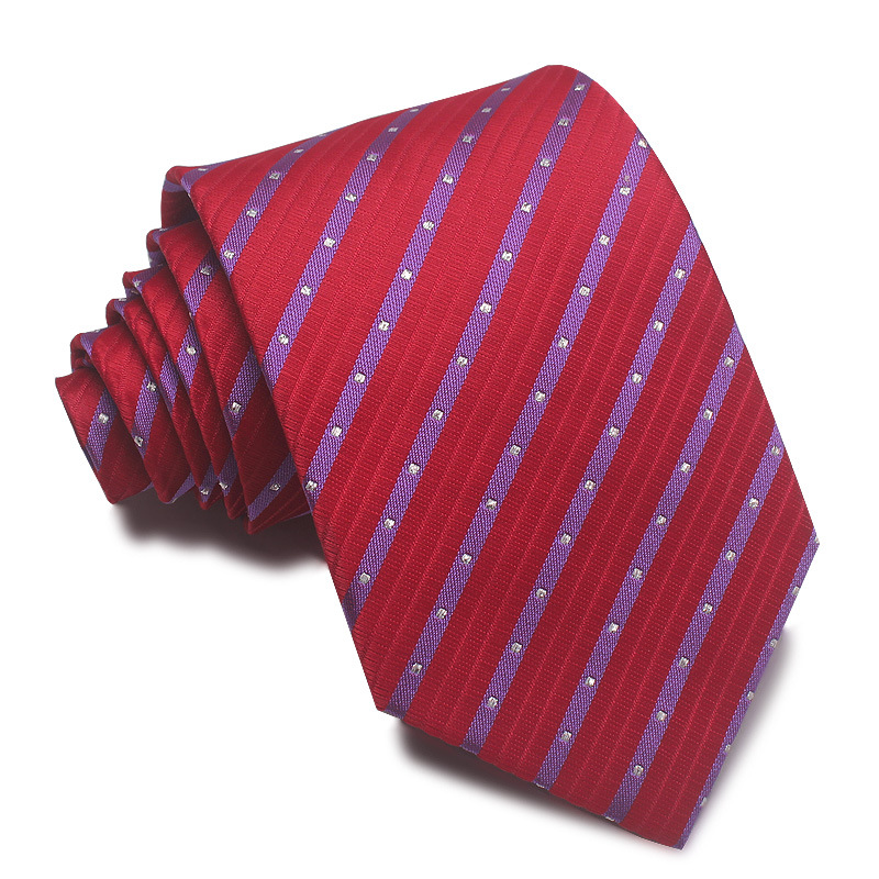 Picture of 25 New 8cm Polyester Jacquard Stripesd Tie 7cm Men's and Women's Business Formal Wear Casual High-End Red Black Blue