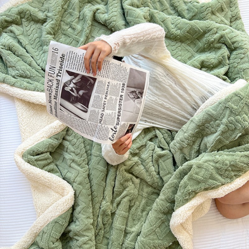 Picture of Thickened Coral Fleece Flannel Lamb Fleece Blanket Nap Sofa Blanket Office Shawl Air Conditioning Blanket