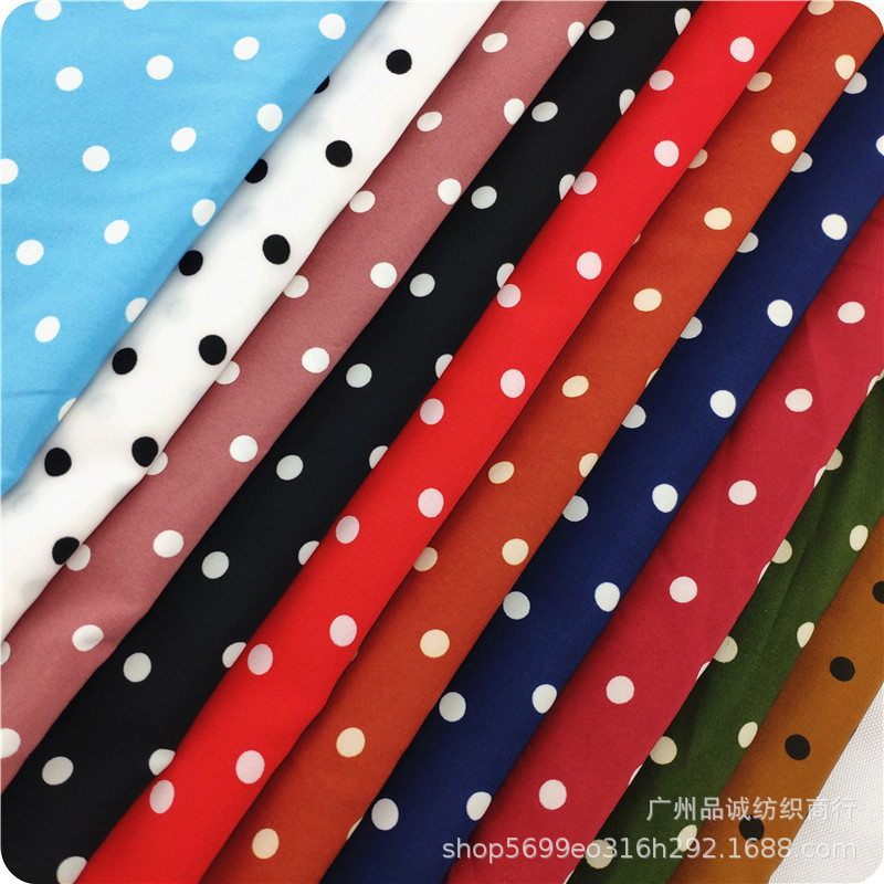 Picture of 100D four-sided bullet wave dot printing micro-elastic polyester 0.8 dot chiffon print shirt dress fabric