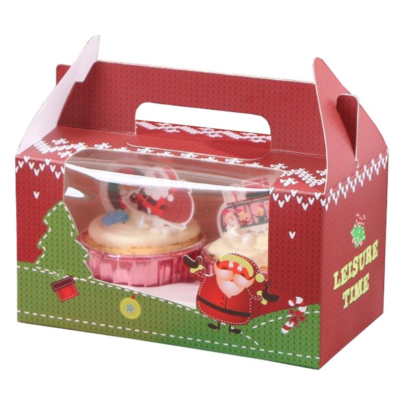 Christmas cupcake box 1/2/4/6 portable Mafen Cup box Christmas Eve Apple gift box wholesale