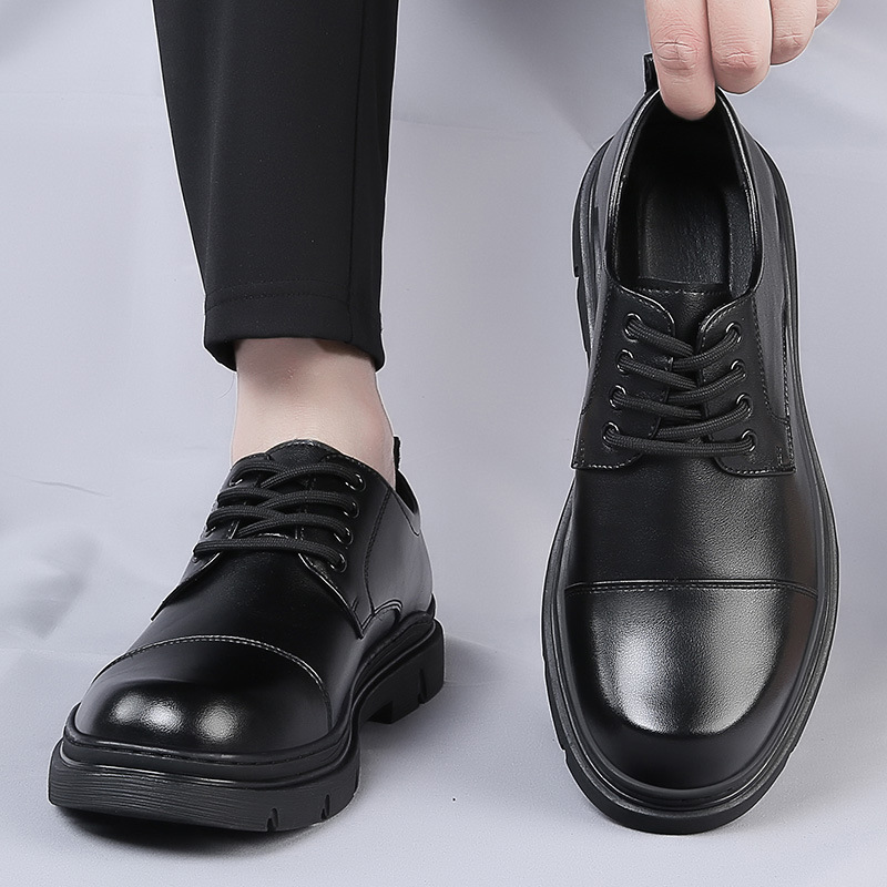 2025 Autumn New Men's Leather Shoes Breathable Height-Increasing Casual Business Formal Black High-End Wedding Groom Shoes