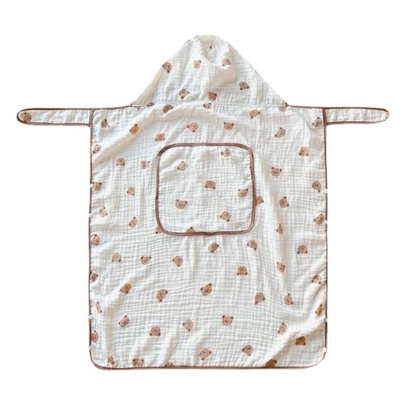 Picture of Korean Style Anti-mosquito Windproof Cloak Baby Blanket Waist Stool Blanket Hooded Baby Breathable Gauze Cloak Sunscreen Cover Blanket
