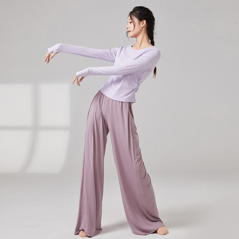 Picture of Women's dance costumes, adult body training suits, modern dance wear, ballet practice wear, crew neck slimming classical dance costumes