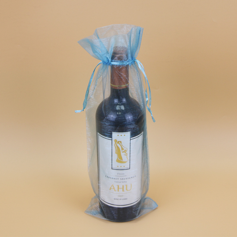 Picture of Drawstring wine bag yarn bag organza drawstring gift yarn bag drawstring red wine gift packaging bag in stock straight hair