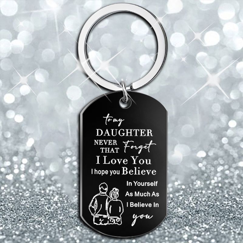 Picture of European and American jewelry stainless steel keychain necklace TO MY DAUGHTER as a gift from father TO DAUGHTER