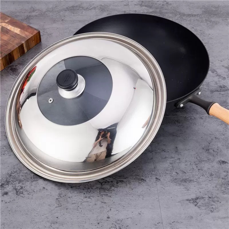 Picture of Pot Cover Household Stainless Steel Combination Lid Visual Lid Wok Steamer Iron Pan Universal 28-30-32cm Pot Cover