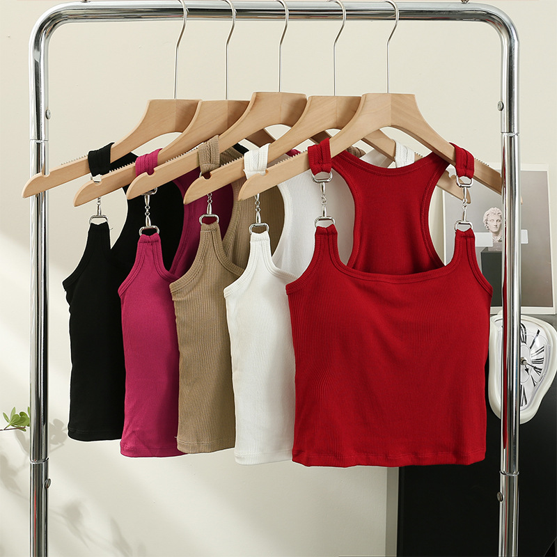 Hot Girl Style Sexy Camisole Vest Women's Summer Outer Wear Sleeveless Short Chic Design Sense Slim Base Top