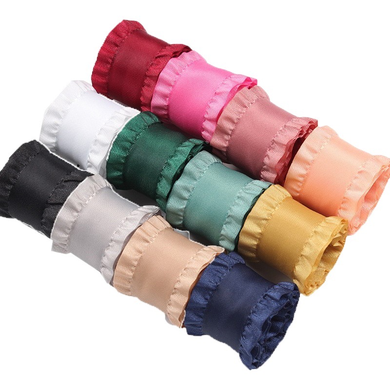 in stock Supply South Korea Polyester Wrinkled Ribbon Ruffled Skirt Ribbon Handmade DIY Bow Material