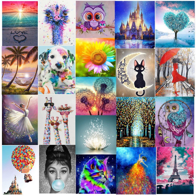 5D diamond painting full of diamond characters landscape animals diy diamond embroidery decorative painting sunrise beach cats and dogs to map customization