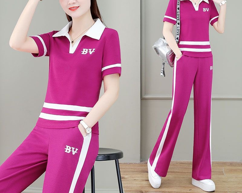 Casual short-sleeved sportswear for women 2023 Summer new European fashion thin wide-leg pants two-piece set Professional Suit