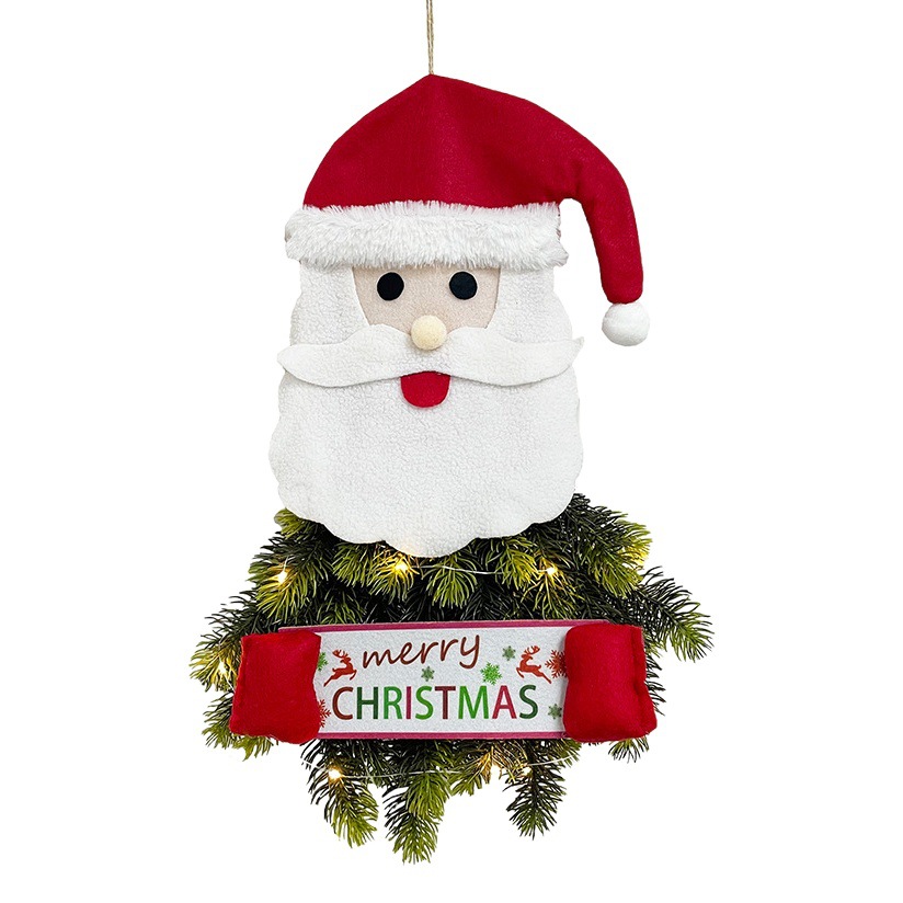 Jinqing Christmas decoration supplies Christmas pendant home decoration with lights for the elderly snowman Christmas wreath pendant