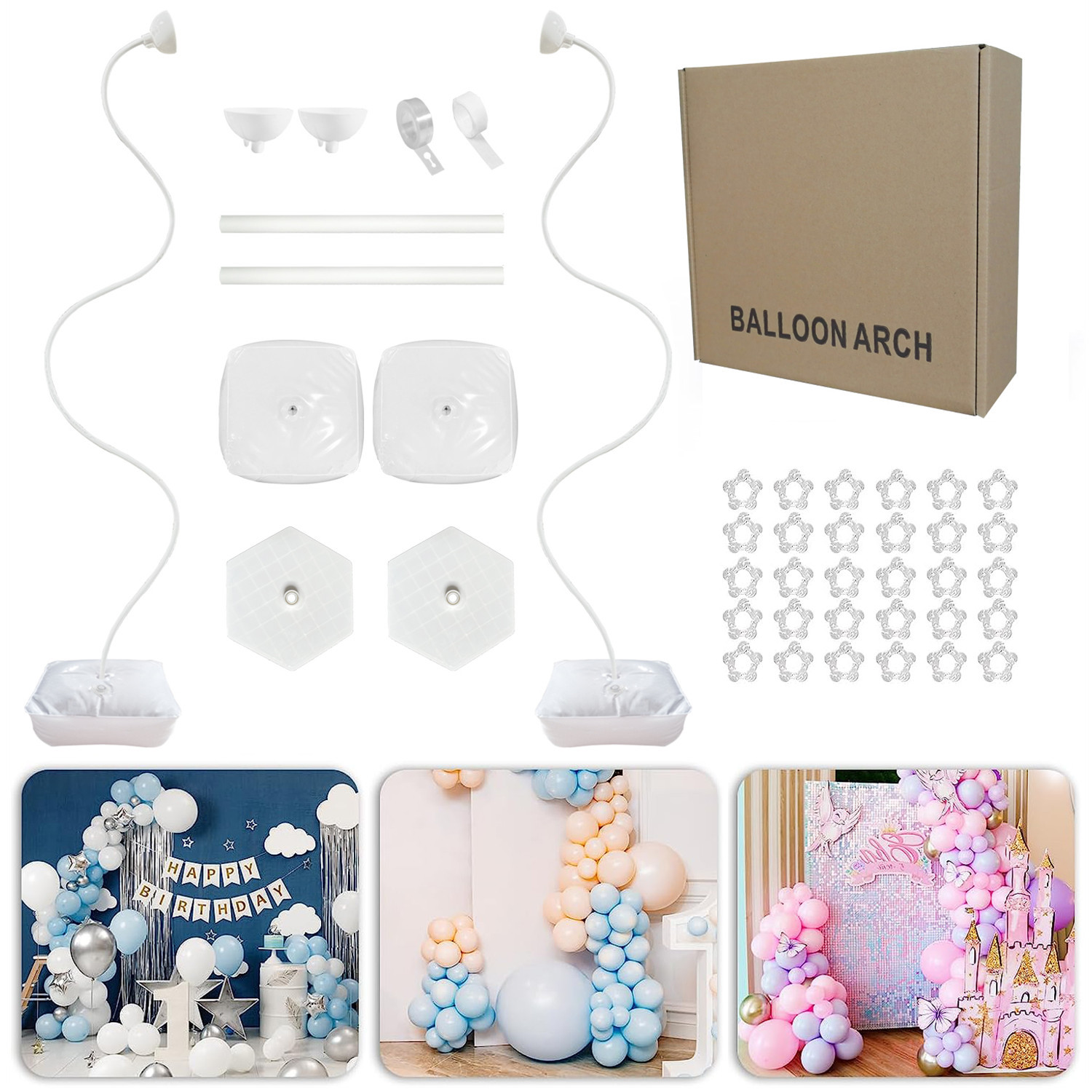 DIY Shape Arch Bendable Balloon Column Bracket with Water Filling Base Asymmetrical Balloon Arch Bracket