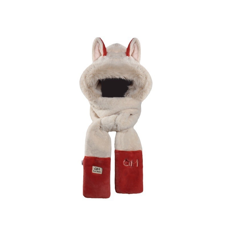 Picture of Winter New Fire Fox Plush Hat Scarf Women's Gloves One Three-piece Set Student Cold-proof Warm Thickened