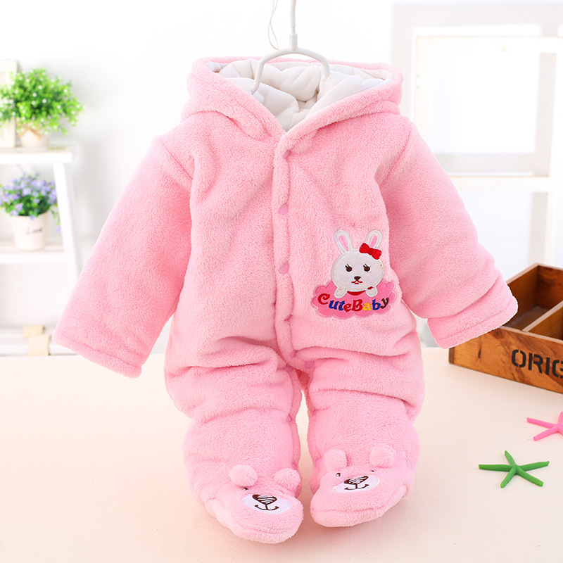 Picture of Baby Jumpsuit, Spring, Autumn and Winter Newborn Clothes, Thickeneded and Warm Outing Clothes, Short-Sleeved Baby Winter Clothes, Rompers