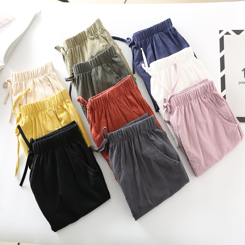 Cotton and Linen Shorts for Women Summer 2023 New A-Line Outer Wear Wide-Leg Pants Large Size Three-Point Sports Pants Cross-Border Loose Casual Pants