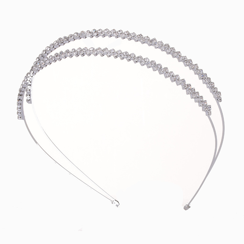 Picture of Jin Yan 2018 Korean New Double Row Rhinestone Headband Irregular Diamond Hair Accessories Headwear Ladies Headband One Piece