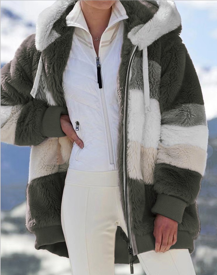 Picture of Original women's Coat cross-border durable color matching plush hooded loose coat Nordic autumn and winter women