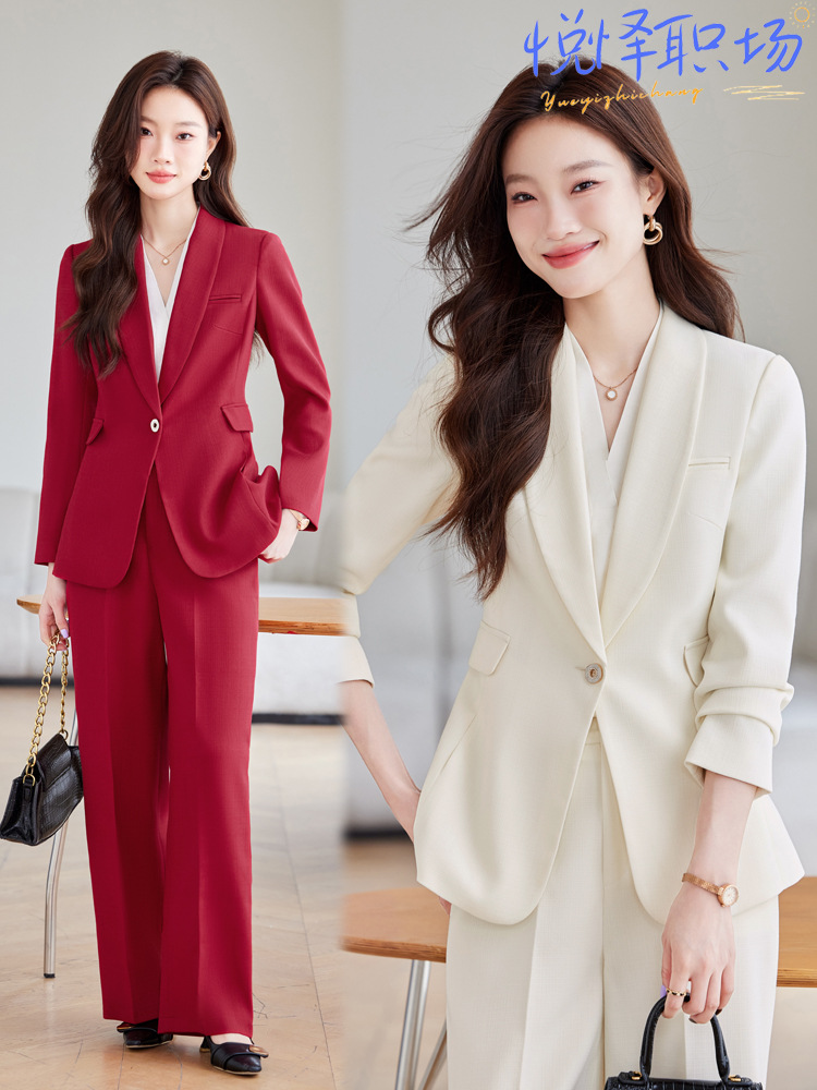 Navy Blue Suit Jacket Women's Spring and Autumn Small High-grade Perceptive for commuter Casual Slim-fit Business Wear Elegant Suit suit