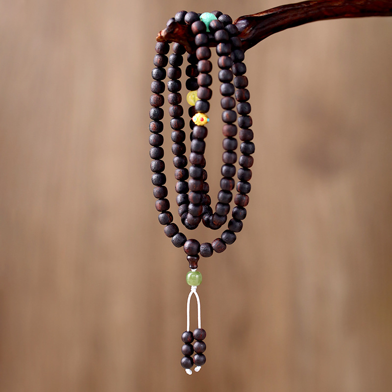 Picture of Qi Nan Xiangzhen multi-circle rosary hand-held natural Hetian jade wooden vintage bracelet ancient style bracelet wholesale