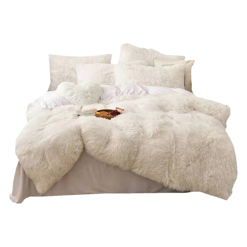 Cross-border mink velvet four-piece plush crystal velvet quilt cover double-sided padded winter flannel three-piece wholesale