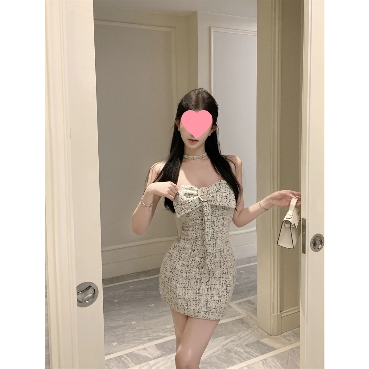 French Style Chanel Style Bow Design Sense Strapless dress Autumn New Fashion Pure Wants Hip Shorts for Children
