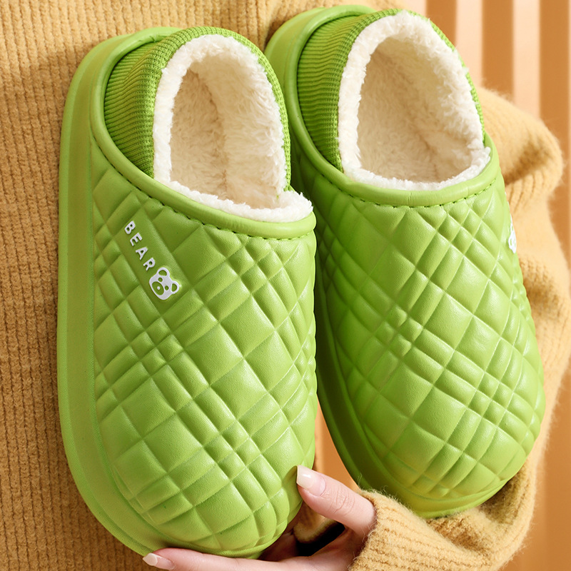 Autumn and Winter Warm Cotton Slippers for Men and Women New Indoor Household Non-Slip Waterproof Plush Cotton Slippers for Outer Wear