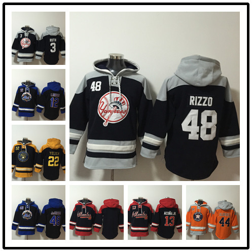 New 2023 Jersey Hoodie Embroidered Baseball Team Men's Pullover fleece-lined Thickened Hoodie Hoodie Baseball Uniform