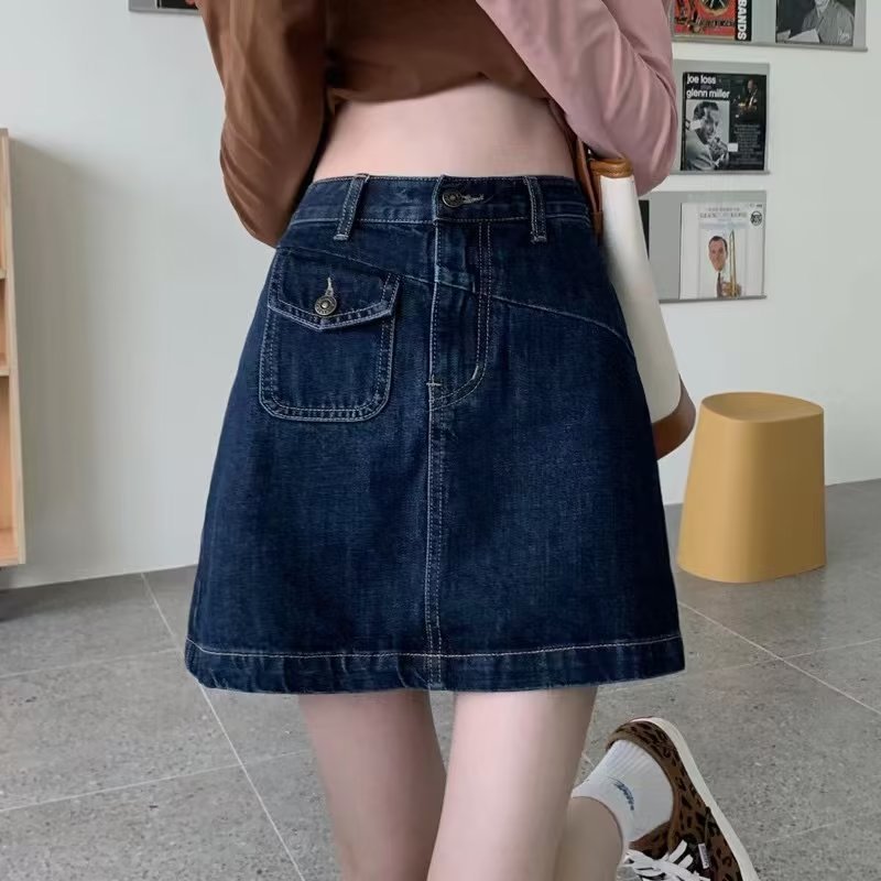 Fashionable skirt A- Line skirt elegant solid color Harajuku trendy all-match women's high waist artistic skirt new ins Japanese style