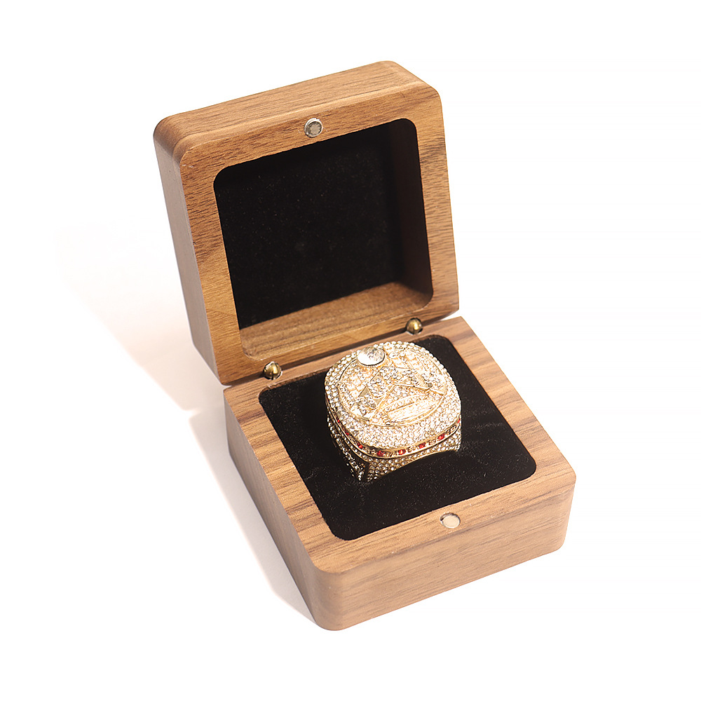 Picture of Widened and Headed Ring Jewelry Storage Box Black Walnut Toggles Jade Ring Box Necklace Gift Packaging Box
