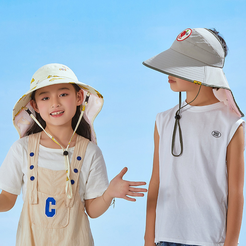 Picture of 2025 New Children's Sun Hat Sun Hat Fisherman Hat Large Brim Shawl Hat Sun Hat Summer Thin Style Men and Women