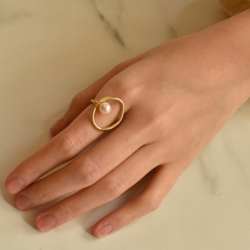 New fashion retro popular pearl ring index finger decoration ring female personality trendy brand jewelry wholesale
