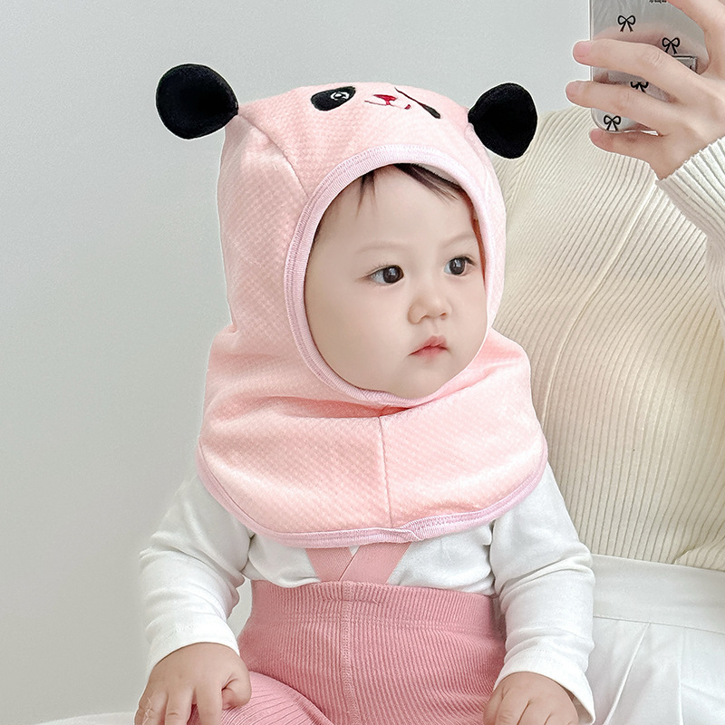 Baby Hat Autumn and Winter Bear Pullover Neck Cap Baby Wind-proof Hat Winter Boy Girl Ear Protection Integrated Hat